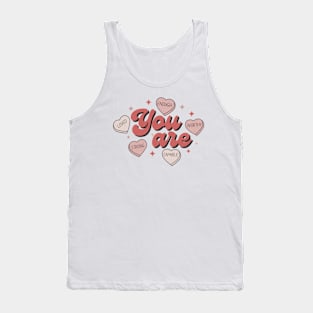 Retro Candy Heart Teacher Valentine's Day You Are Enough Tank Top